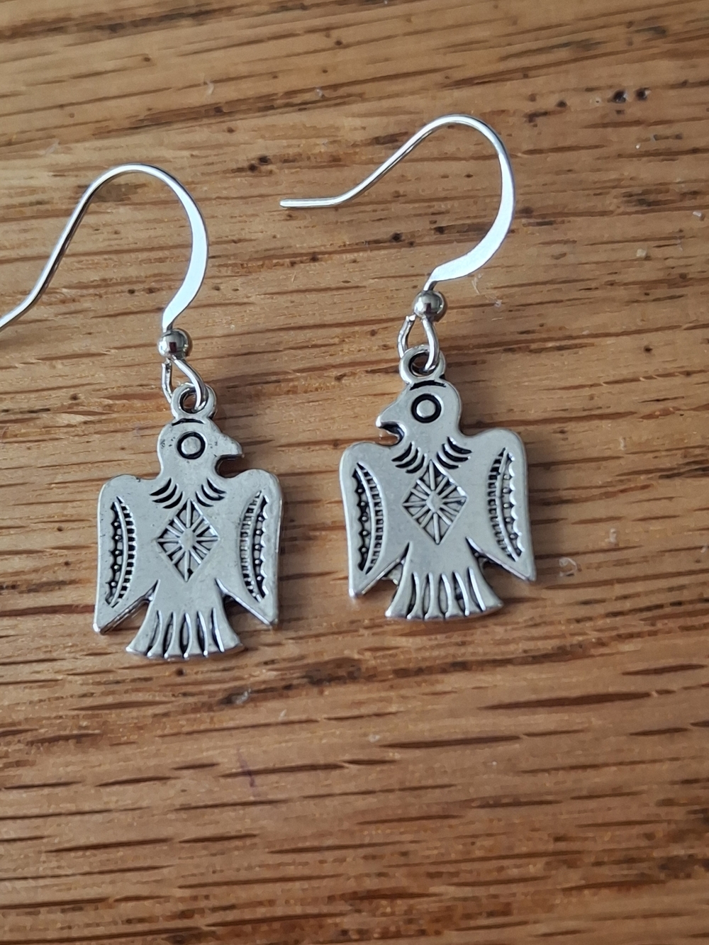 Silver Thunderbird Drop Earrings